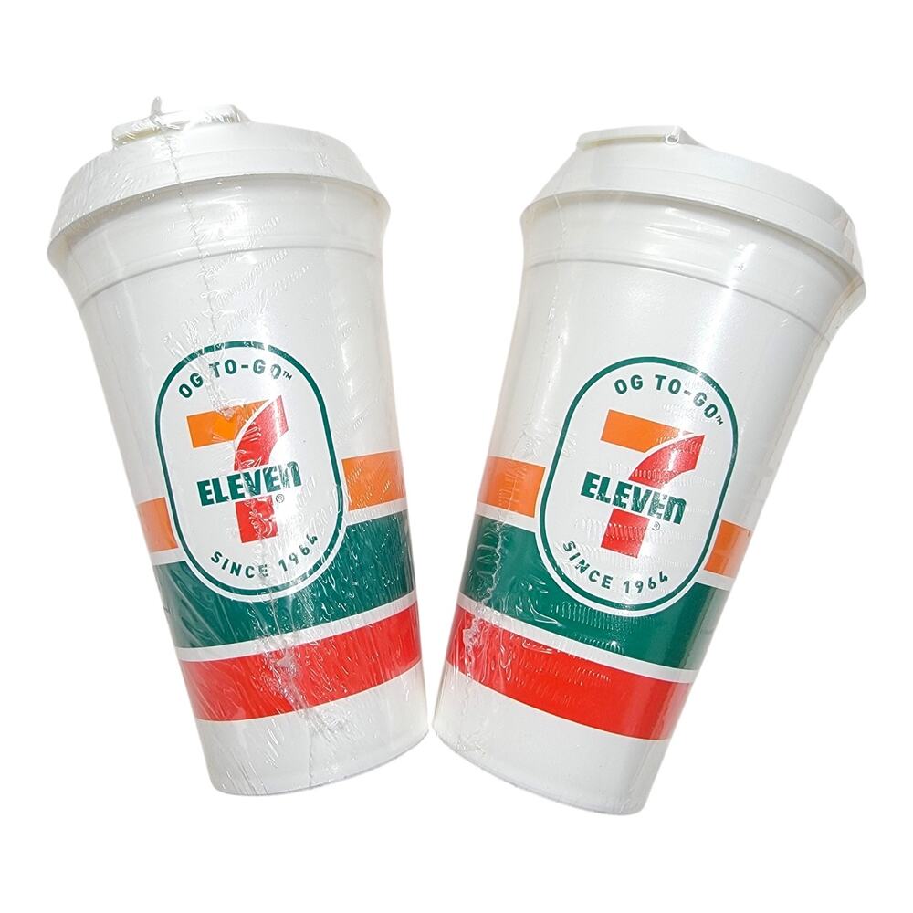 7-Eleven OG To-Go Reusable Coffee 16oz Tumbler Cup Travel Mug 2 Pack Sealed USA